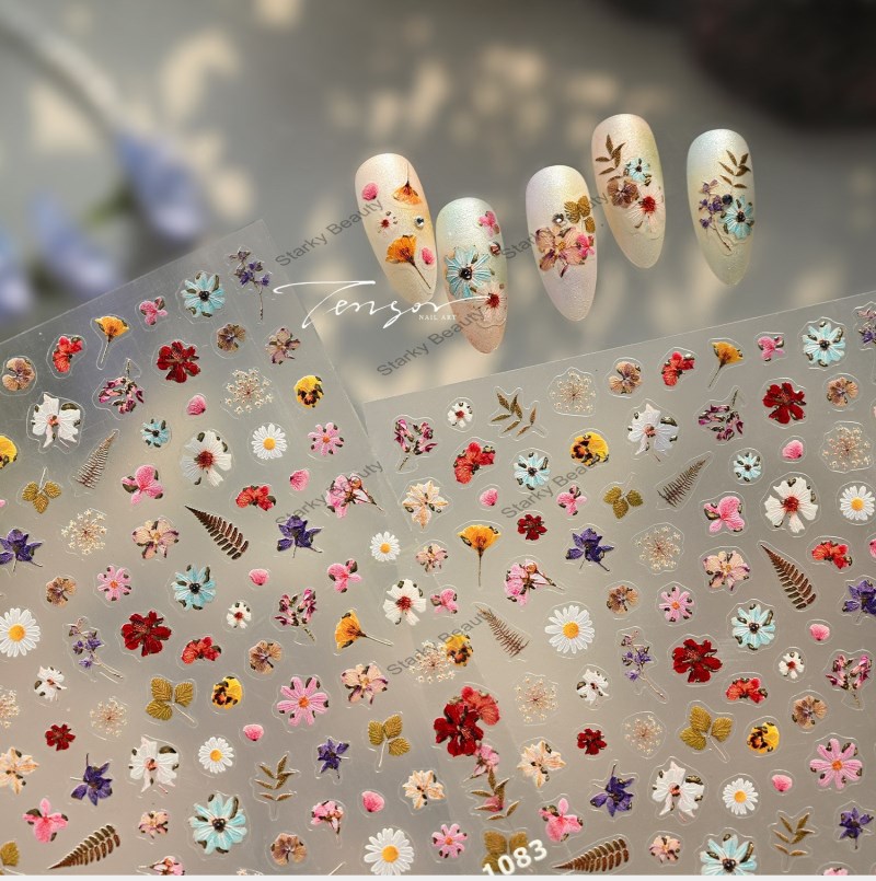 Spring Fresh Butterfly Flower Hand Account Nail Stickers Sweet Bow Love