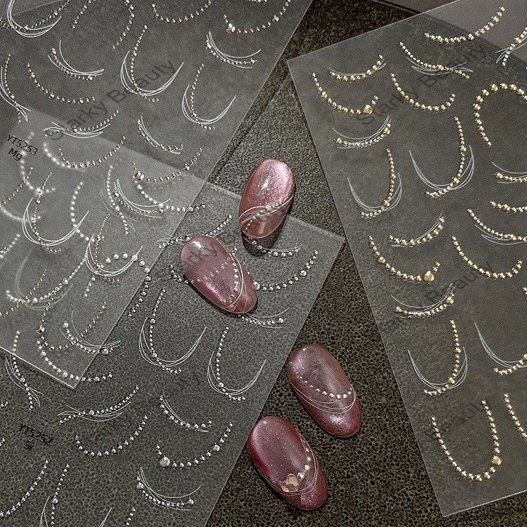 Hot stamping starlight  french liner 3d nail sticker