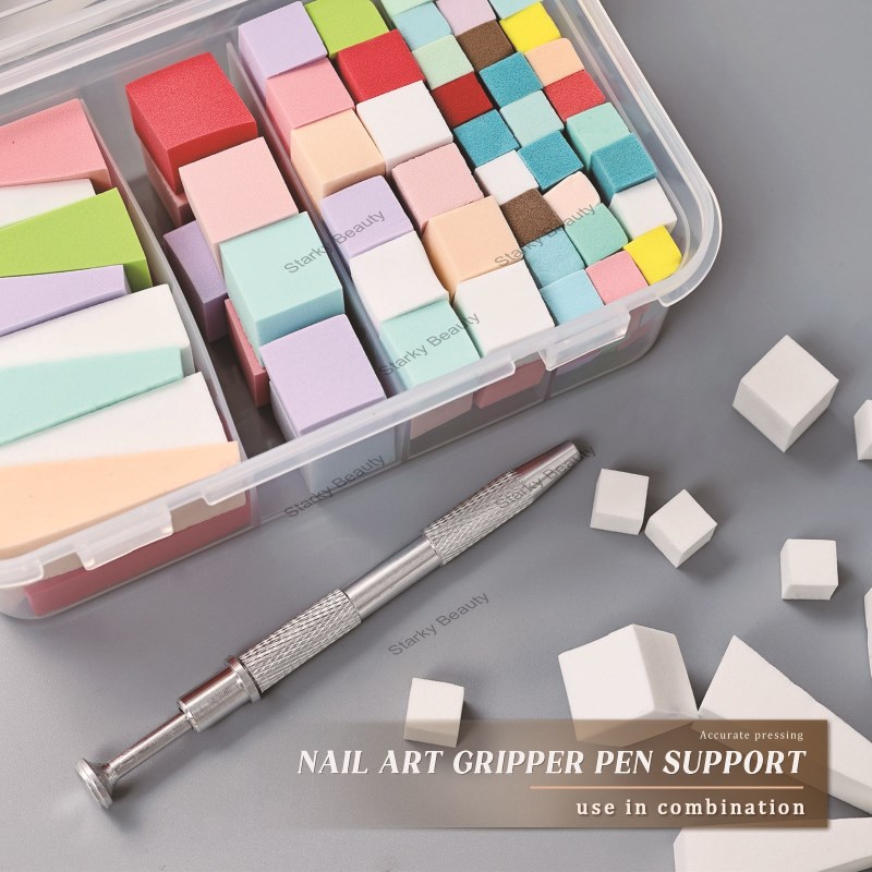 Nail art four claw sponge clip pat glue pat cotton small sponge tofu block