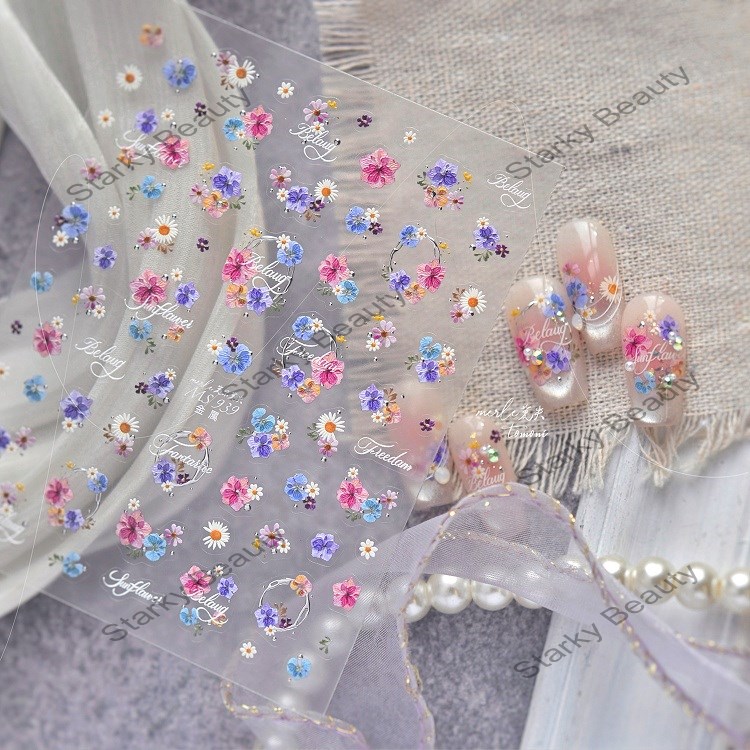 Relief Nail Stickers Exquisite Wind Nail Stickers Spring Sunflower Accessories