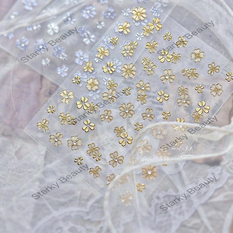 Crystal Diamond Handmade  Flower Nail Stickers Retro Nail Stickers