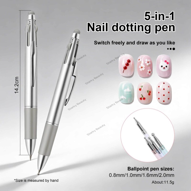 New Blunt Spot Flower Hook Edge Nail Tool 5 in 1 Drill Pen Brushing Paint