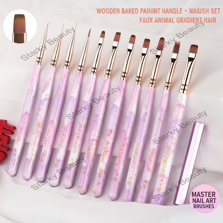 Multifunctional Flat Acrylic Handle Synthetic Nail Brush vTools Professional Beauty Salon