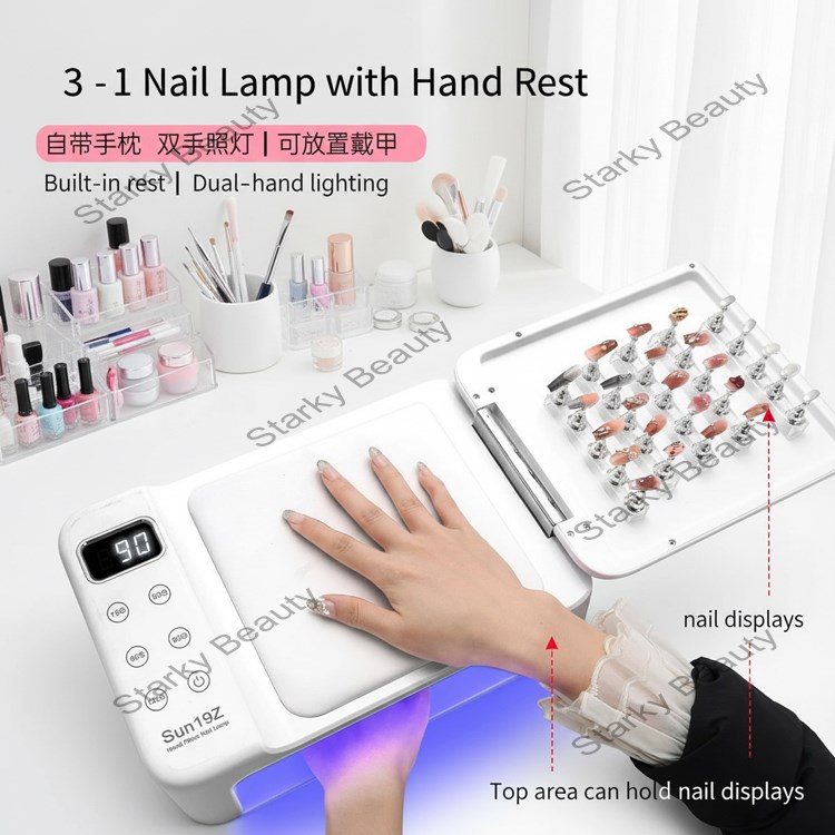 2026 Nail art wearing therapy lamp with high power and hand pillow, quick drying nail baking lamp