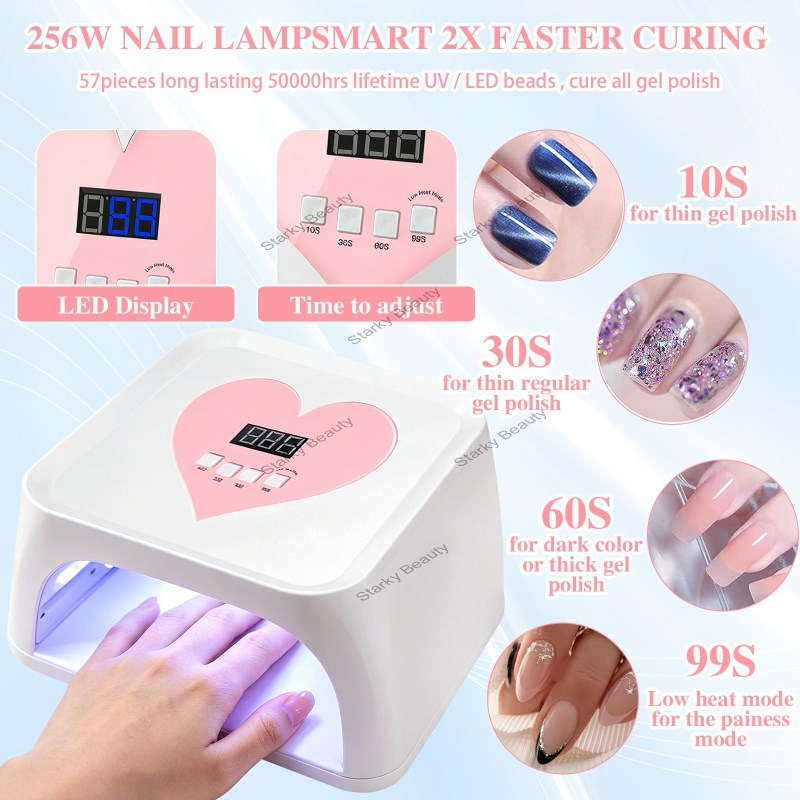 256W Love Lamp 60PCS Nail Lamp Large Space High Power Nail Professional Phototherapy Lamp