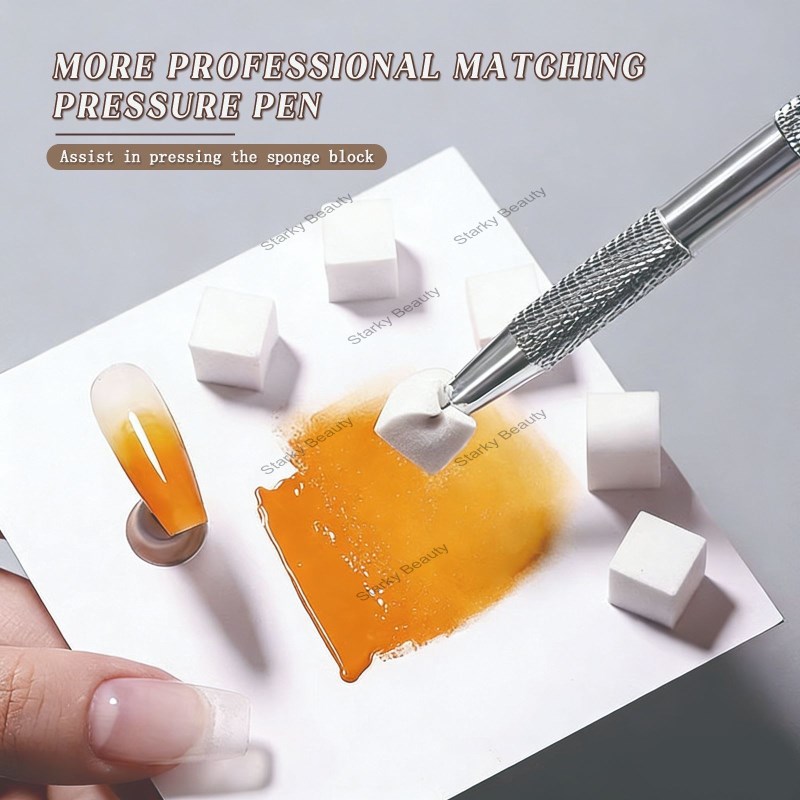 Gradient Sponge Brush With Tools For Nail Art Gel Polish Brush Glitter Powder Manicure Accessory