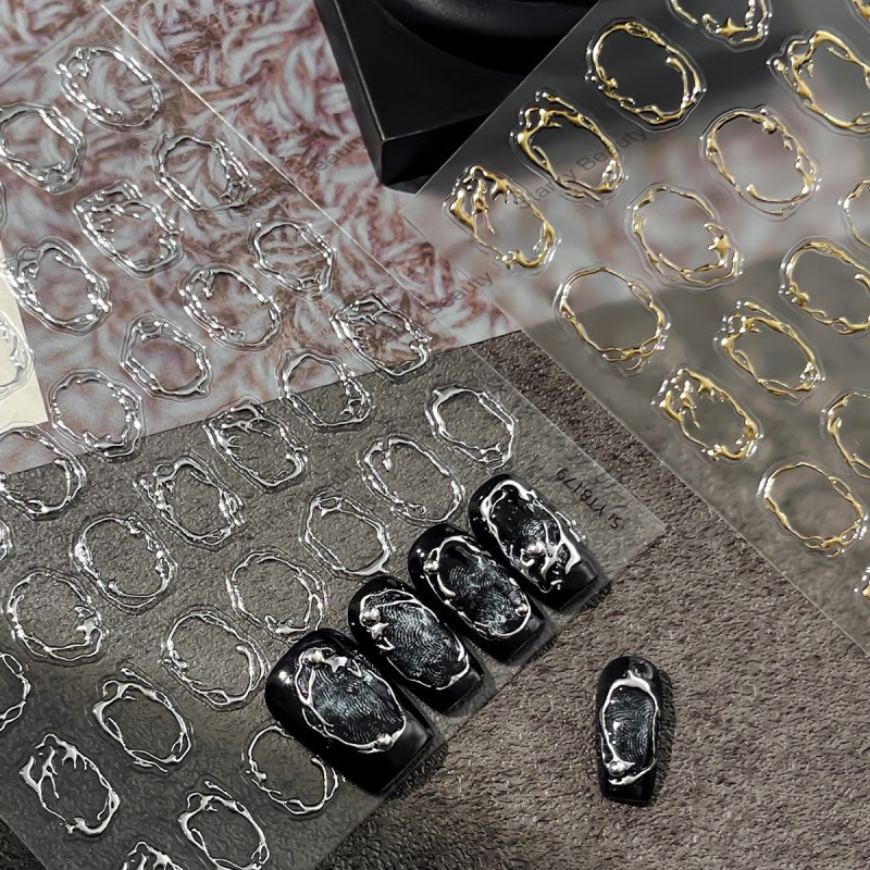 Hot stamping starlight  french liner 3d nail sticker