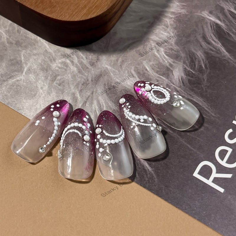 Relief White lace Nail Stickers Solid Color Simple Pure Desire Cute Sweet Decorative Stickers