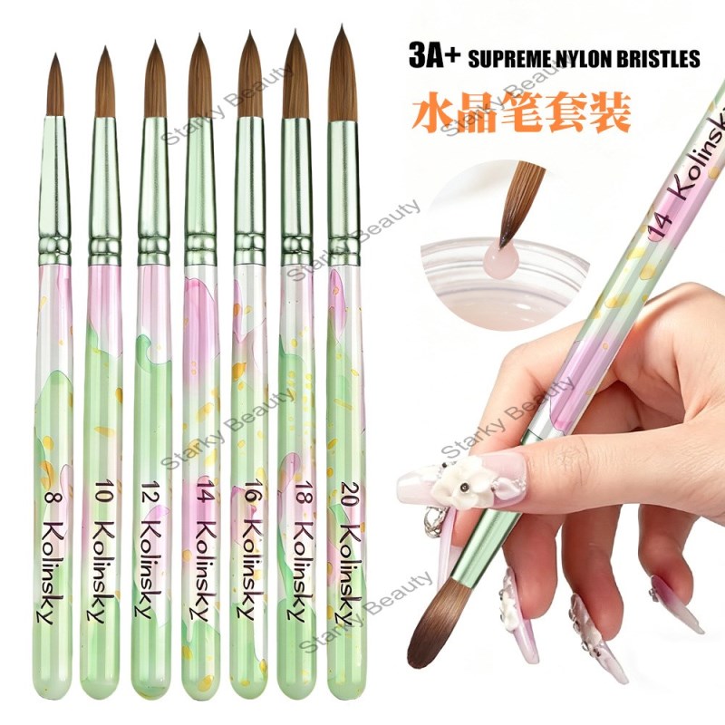 Nail art nylon hair acrylic brush powder extended nail carving pen nail salon specific