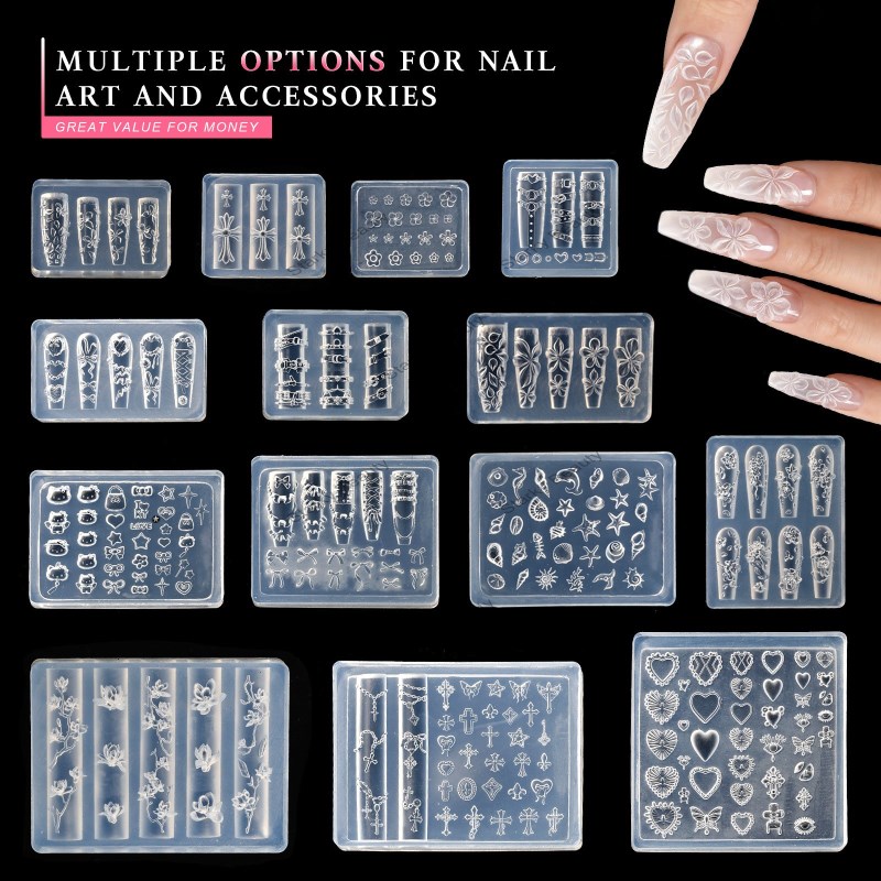 Embossed Nail Art High Transparency Mold Diamond Candy Bear DIY Carving Glue Mold