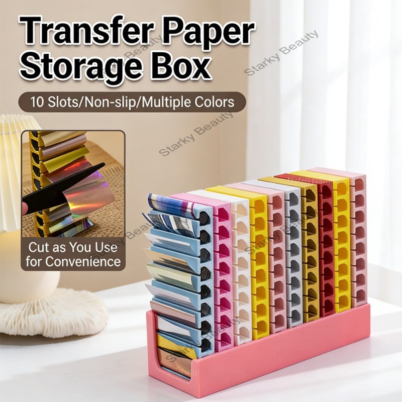 Portable 10 Grid Nail Printing Paper Storage Box Starry Sky Paper Storage Box