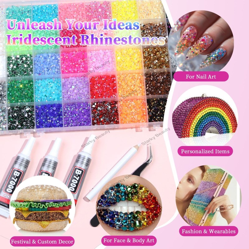 31 grid 48 grid boxed nail jewelry pearl resin flat bottom diamond DIY nail jewelry set