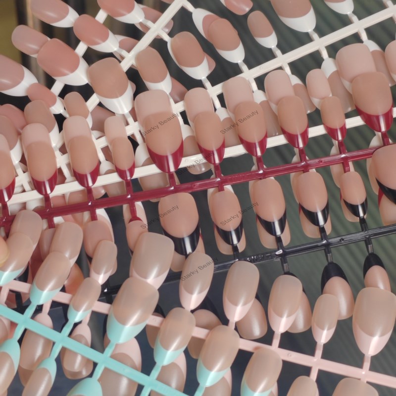 2026 high-quality seamless French nail plate solid white edge nail art handmade wearable nail