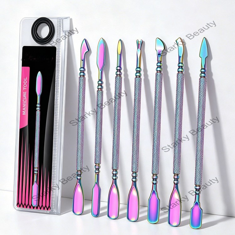 Nail Art Russian style Double ended Stainless Steel Nail Art Steel Push and Peeling Tool