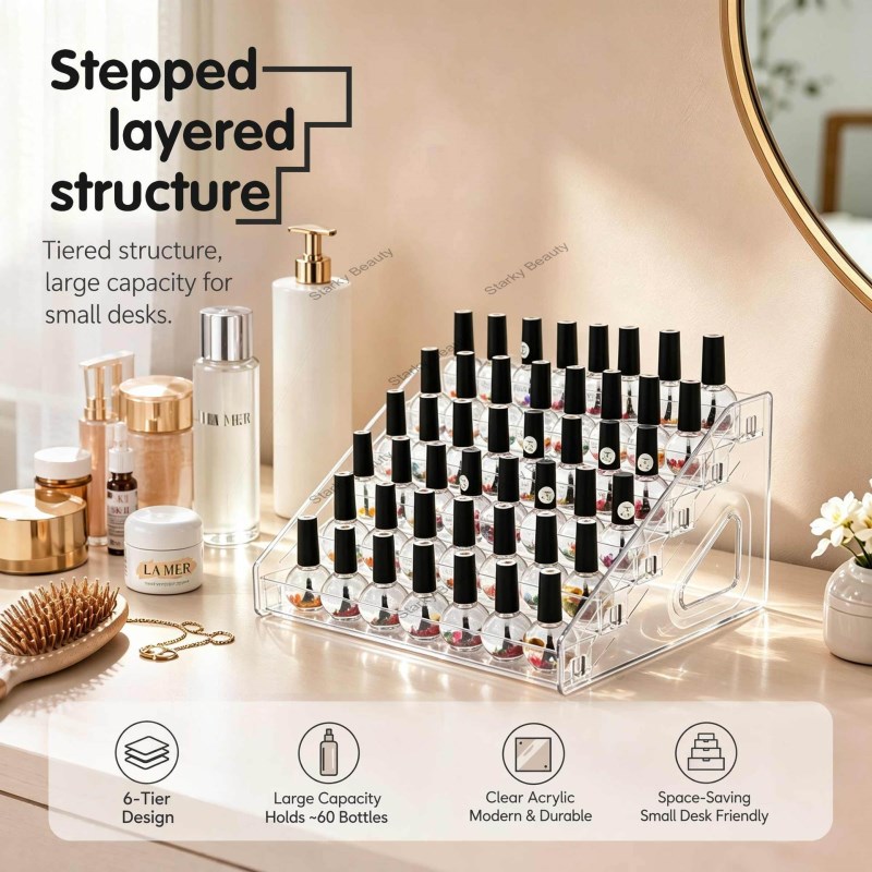 Acrylic Organizer for Nail Polish Display Shelf Rack