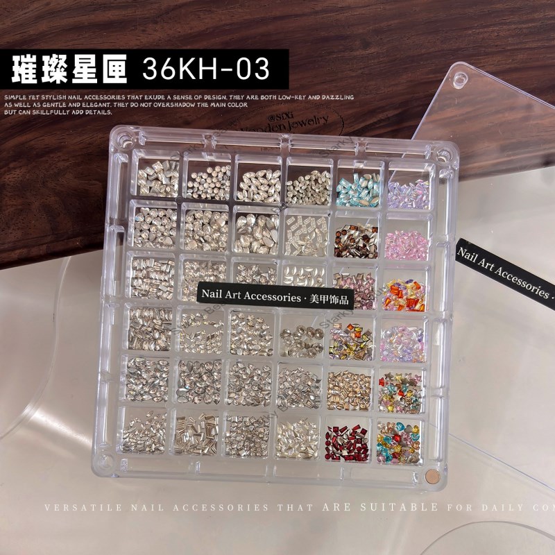 36 grid flat bottomed zircon nail diamond jewelry, heart-shaped horse eye shaped color diamond