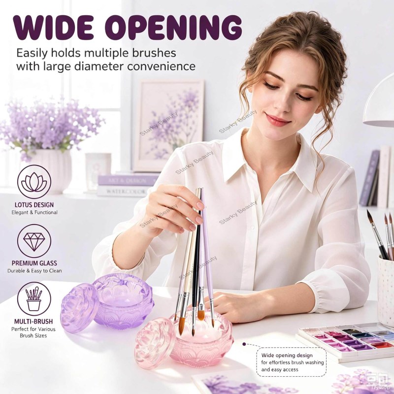 Lotus Thickened Glass Nail Crystal Cup Nail Washing Cup Nail Salon Special