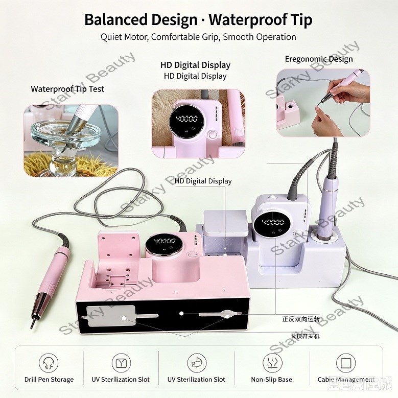 40000rpm brushless electric silent polisher, professional tool for removing dead skin and nails