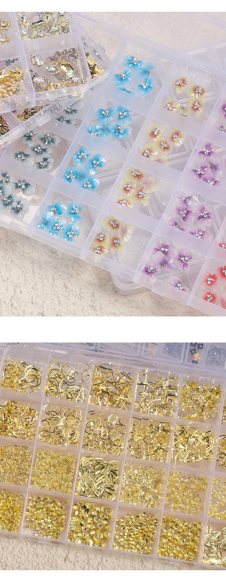 24 grid nail jewelry mixed west alloy crowe heart cross nail decoration set