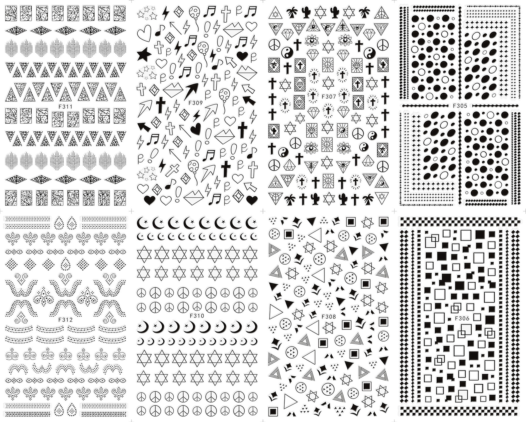 gold /silver/ white/black 3d self-adhesive really fashion nail art sticke