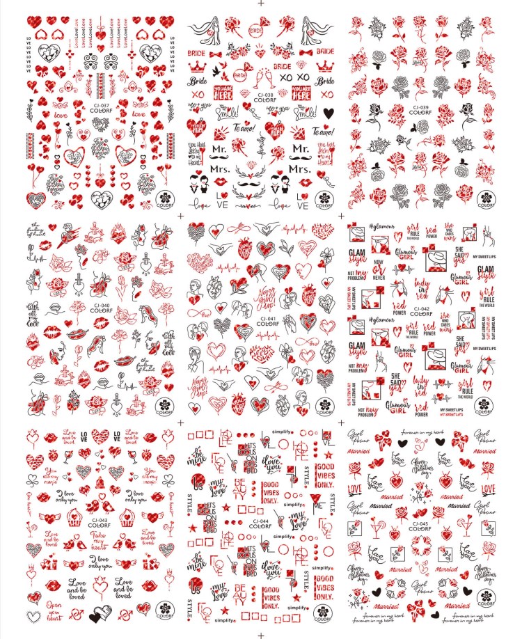 2022 love rose valentine nail sticker