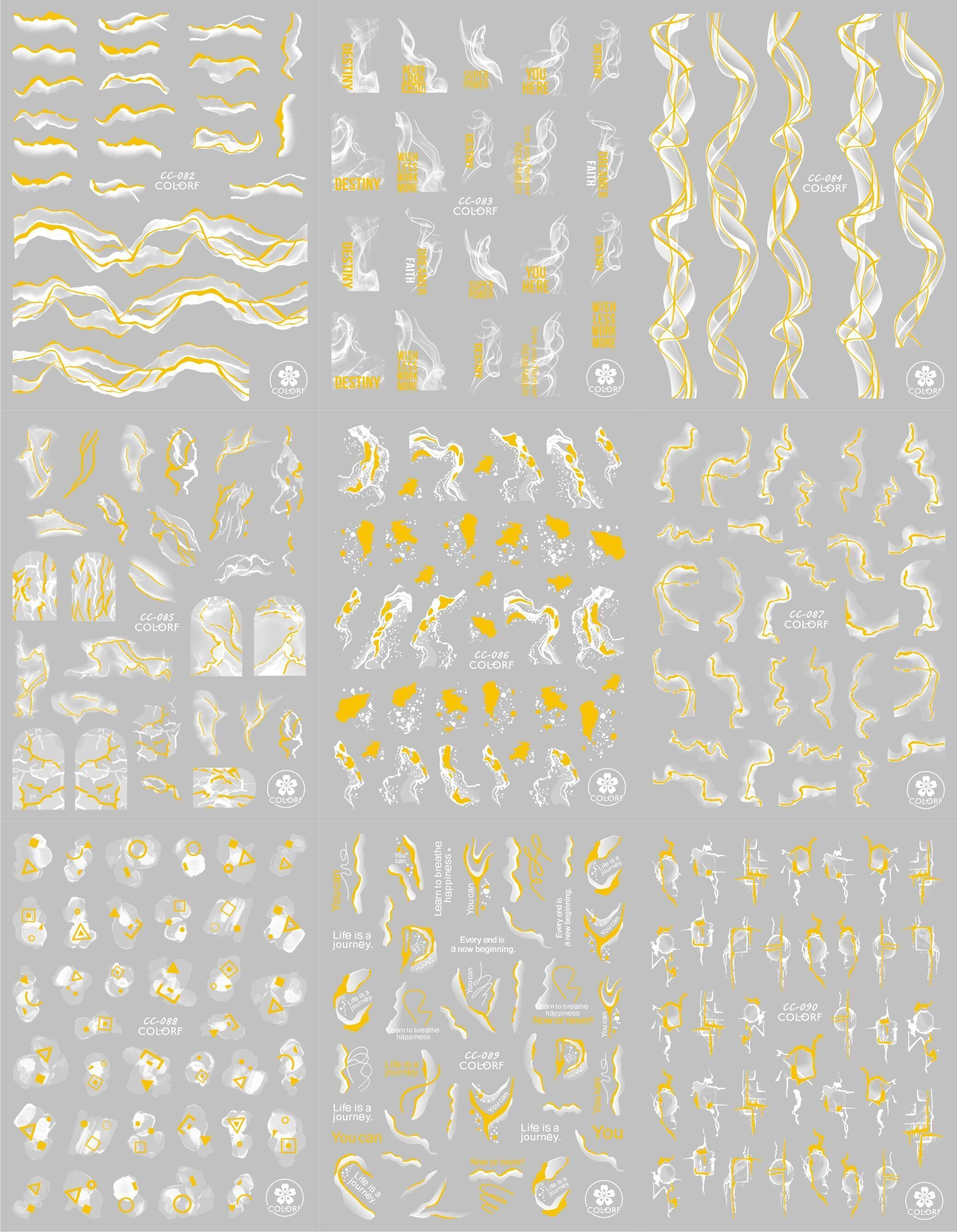 nail art stickers bronzing marble pattern black and white gold lines nail stickers