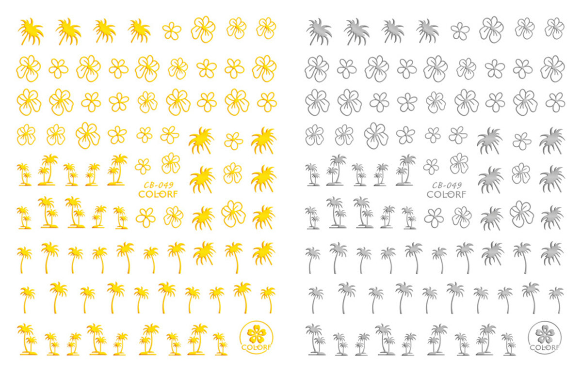new arrival gold flowers design art pattern 3d self adhesive nail sticker