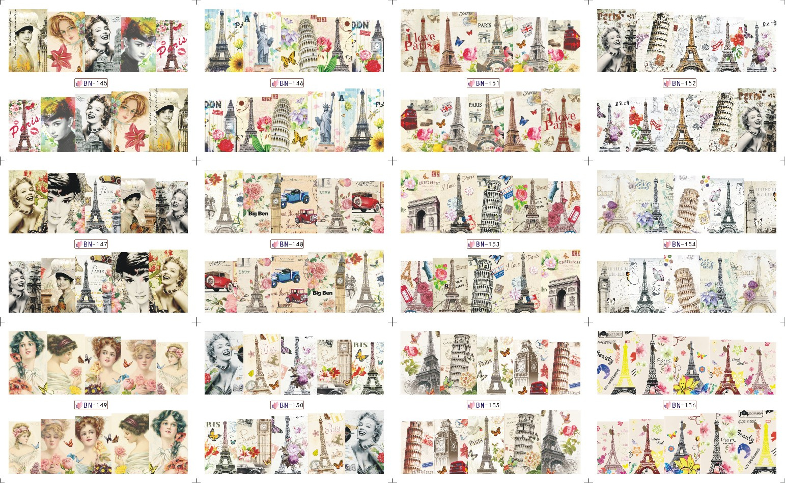 fashionable vintage style europe and america pattern water nail tattoo transfer nail sticker