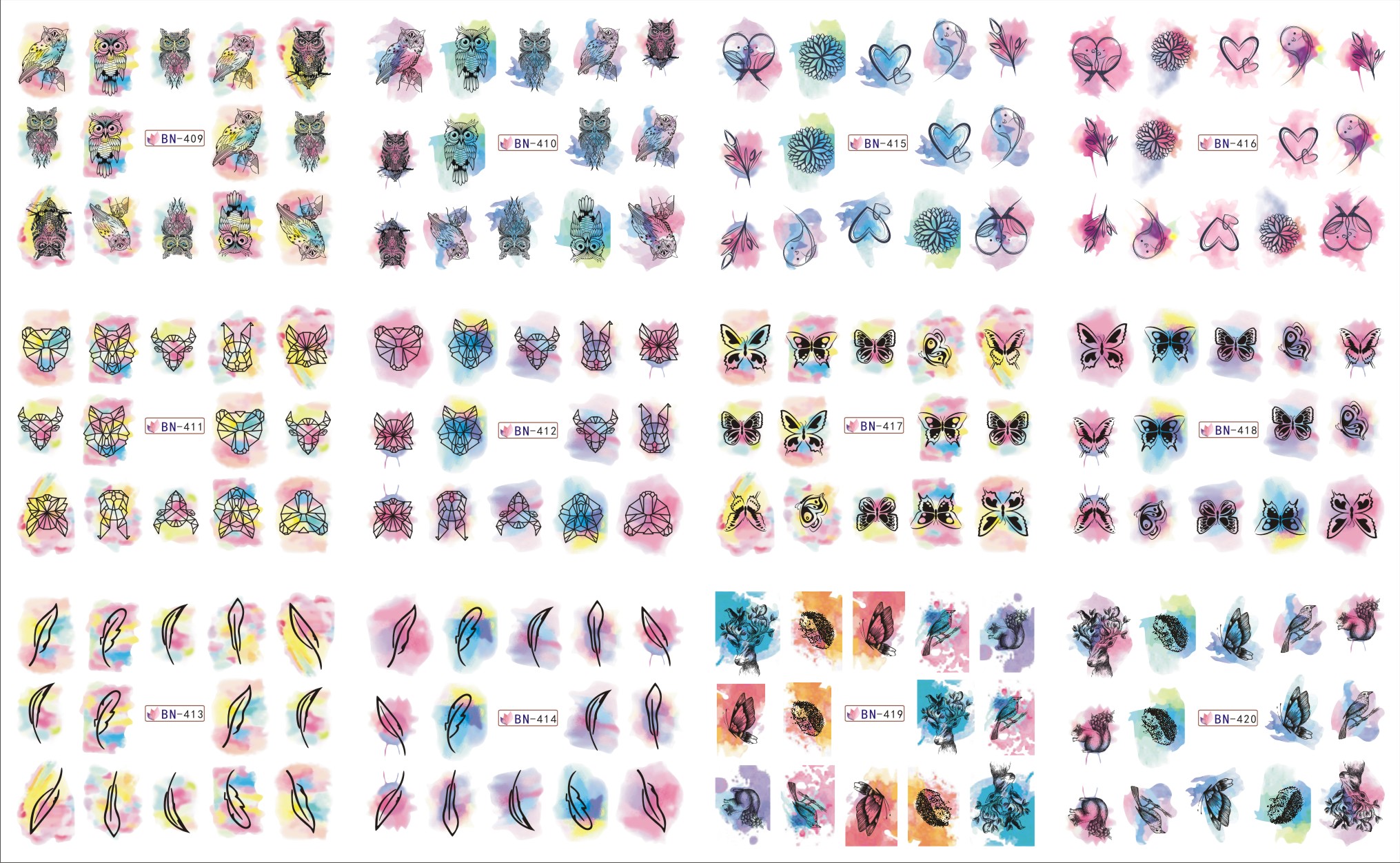 nail art sticker/ water transfer 2d nail art decal/fashion design nail art