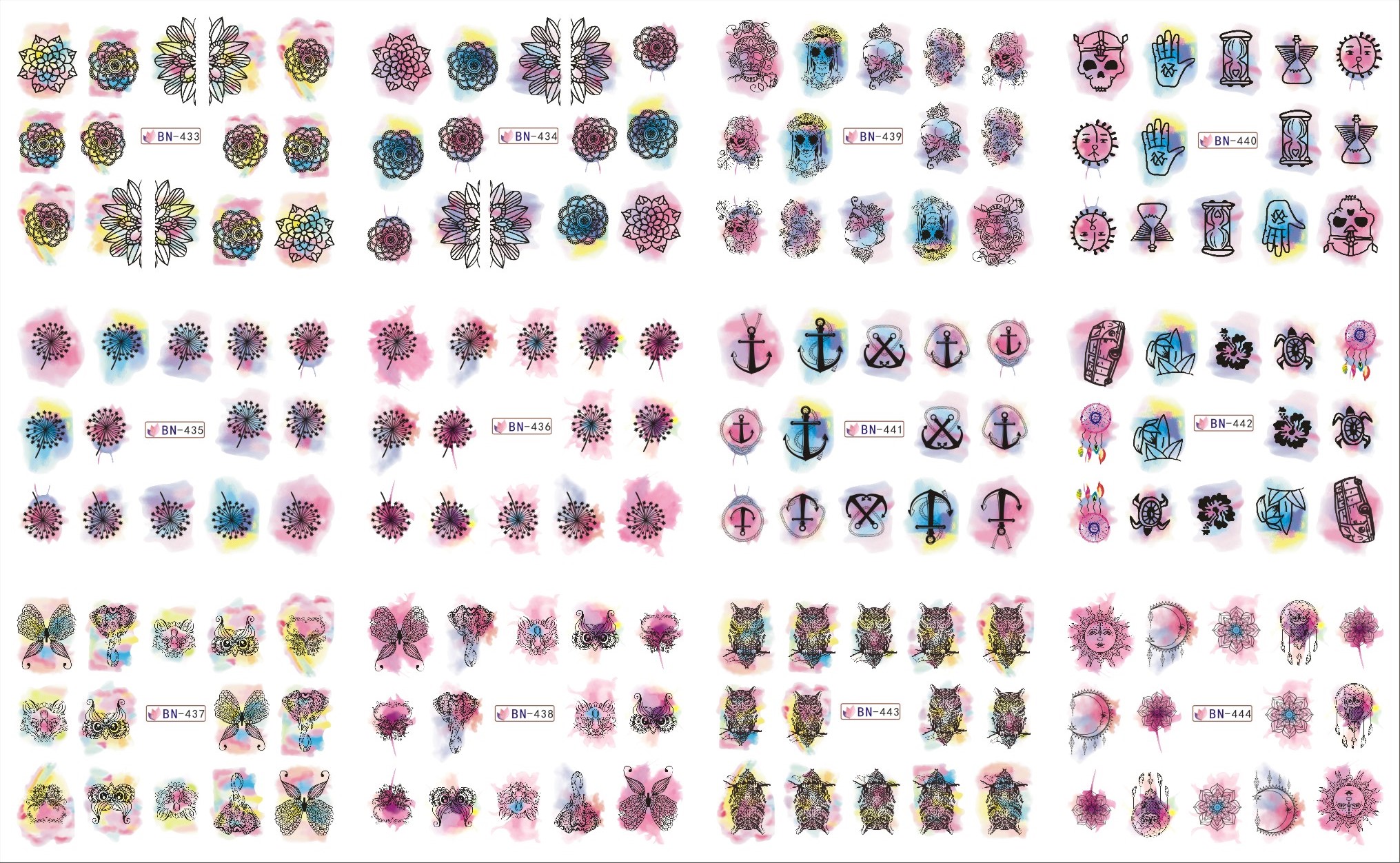 nail art sticker/ water transfer 2d nail art decal/fashion design nail art