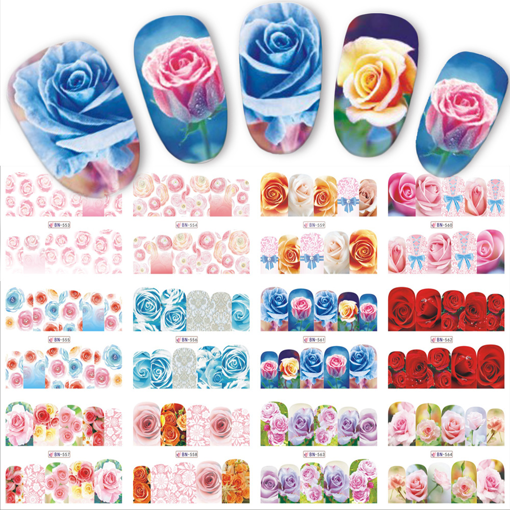 coloful and pretty new year pattern water tattoo transfer nail art sticker