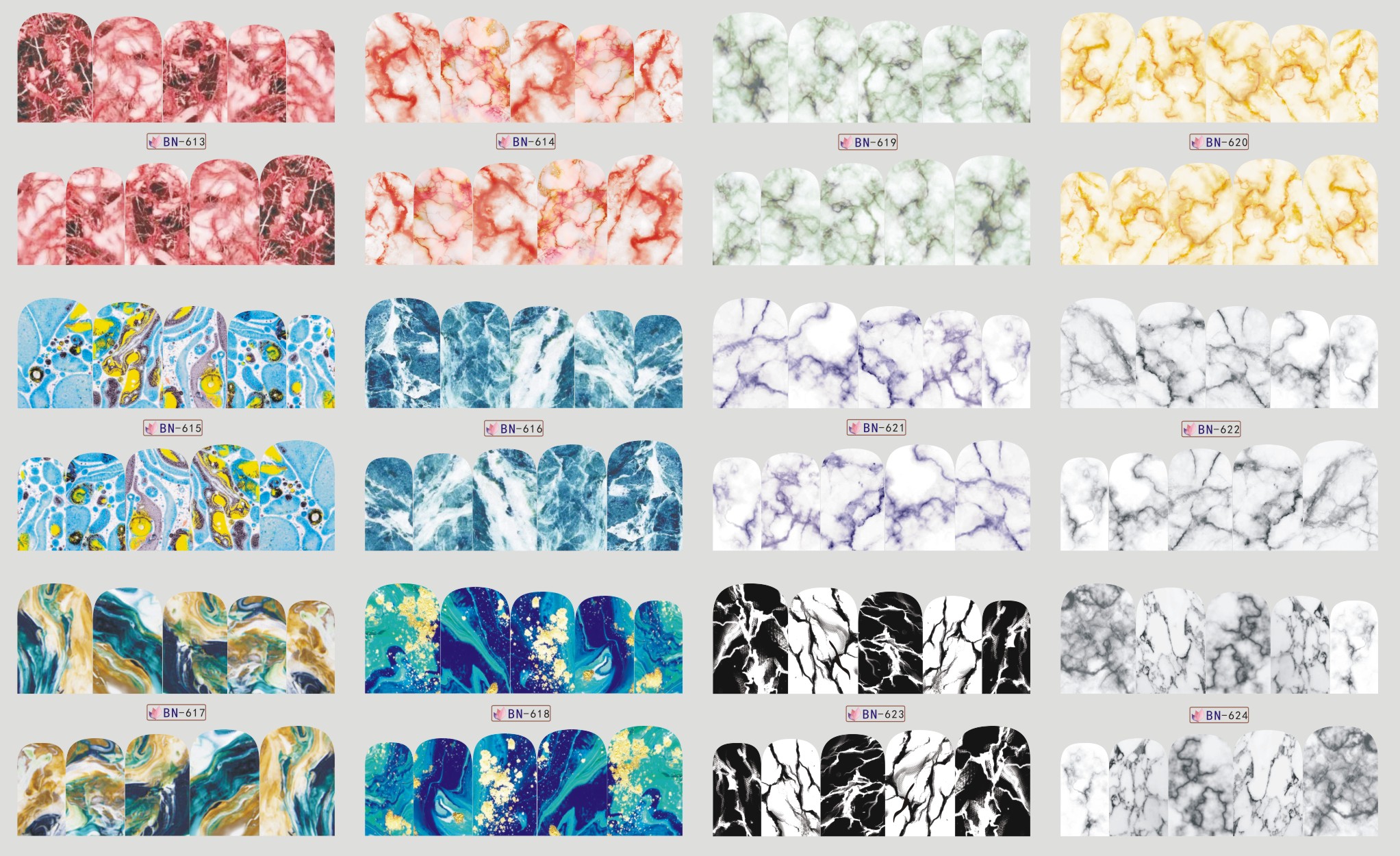 factory direct popular marble design pattern water decal nail sticker