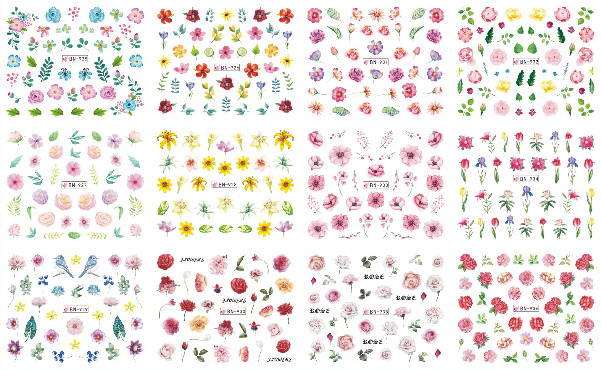 water sticker nail art daisy sakura lavender floral dry flower decal transfer tattoo charm tips