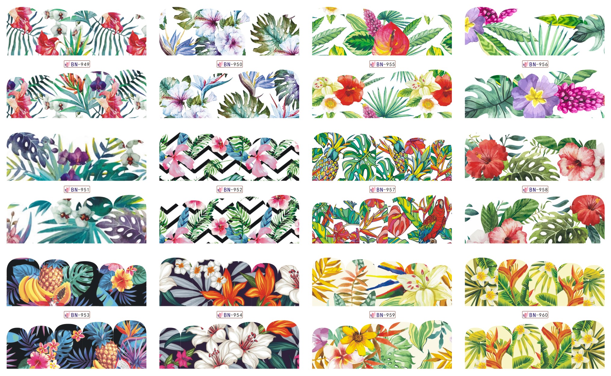 water sticker nail art daisy sakura lavender floral dry flower decal transfer tattoo charm tips