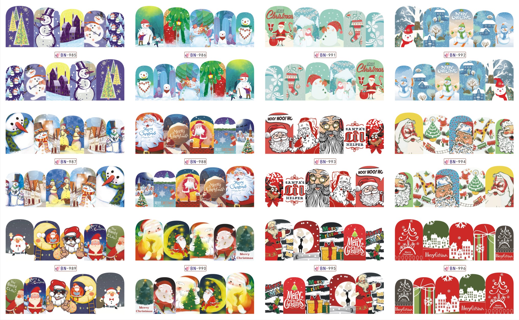 new merry christmas colorful water transfer sticker and nail art