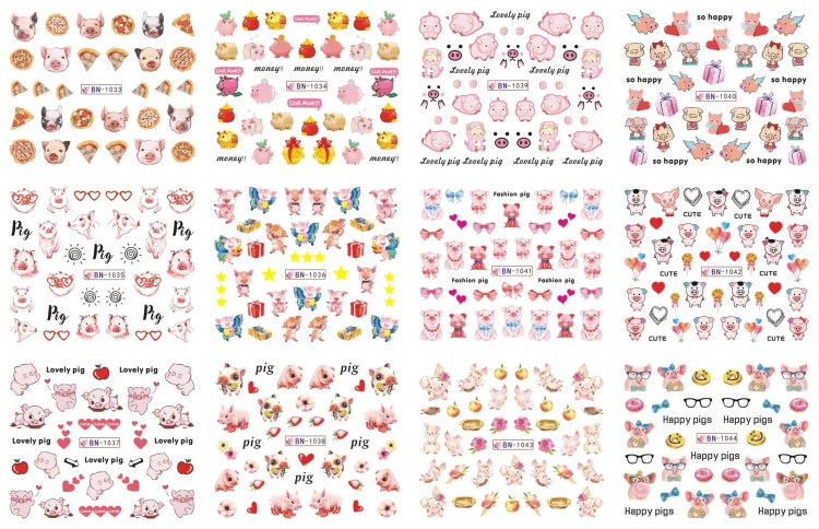 cartoon design 2d nail sticker cartoon for beauty salon