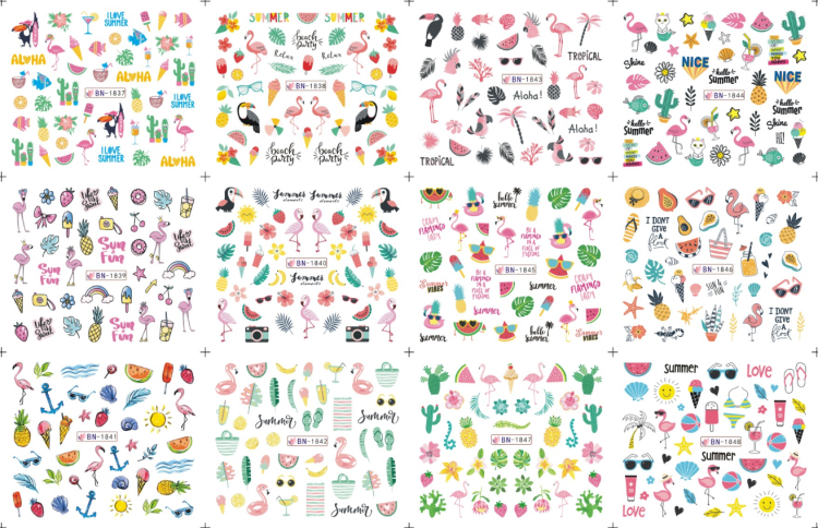 water decal nail sticker flamingo design pattern