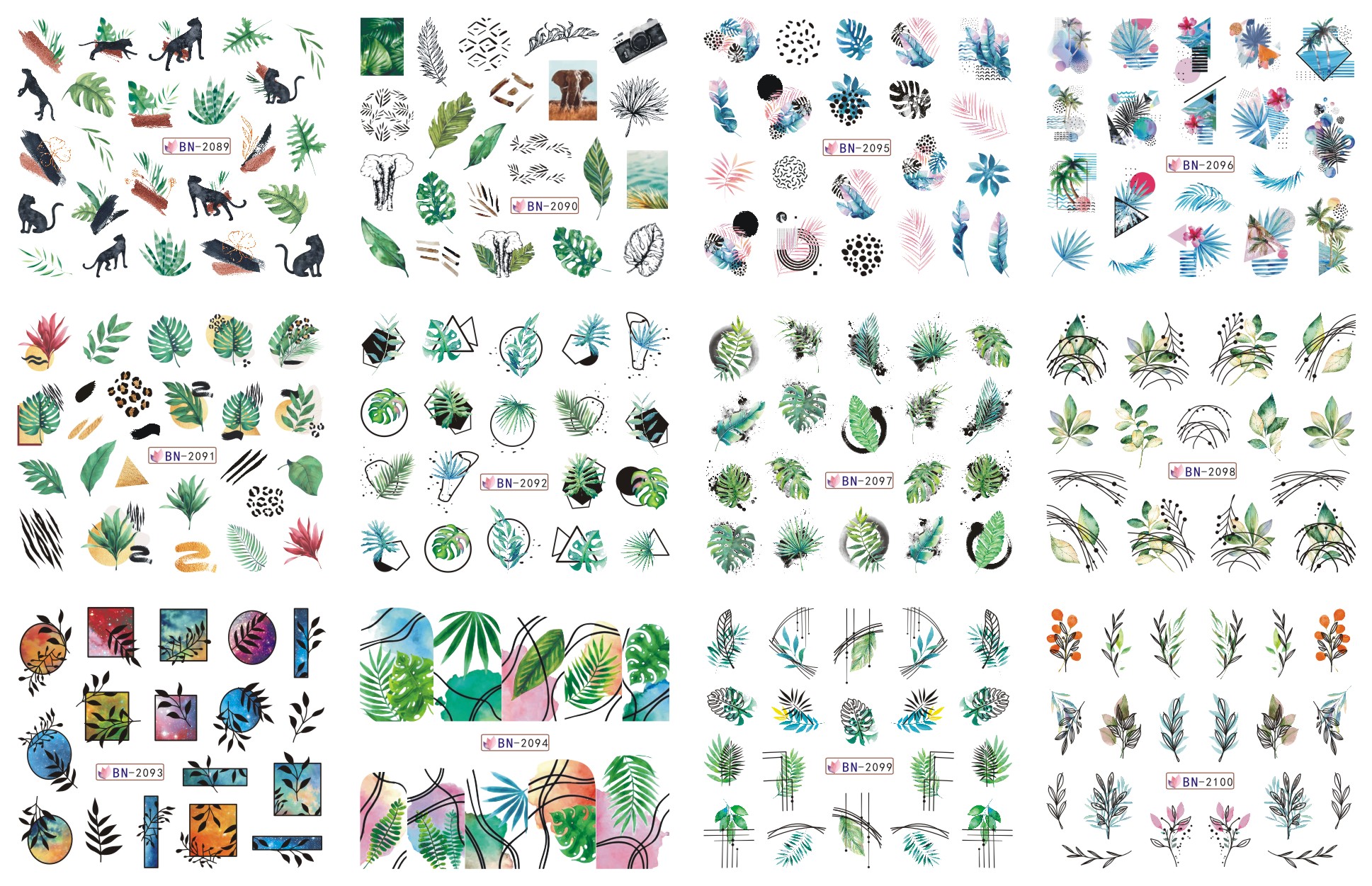 2022 spring mixed design water sticker series nail art sticker & decal