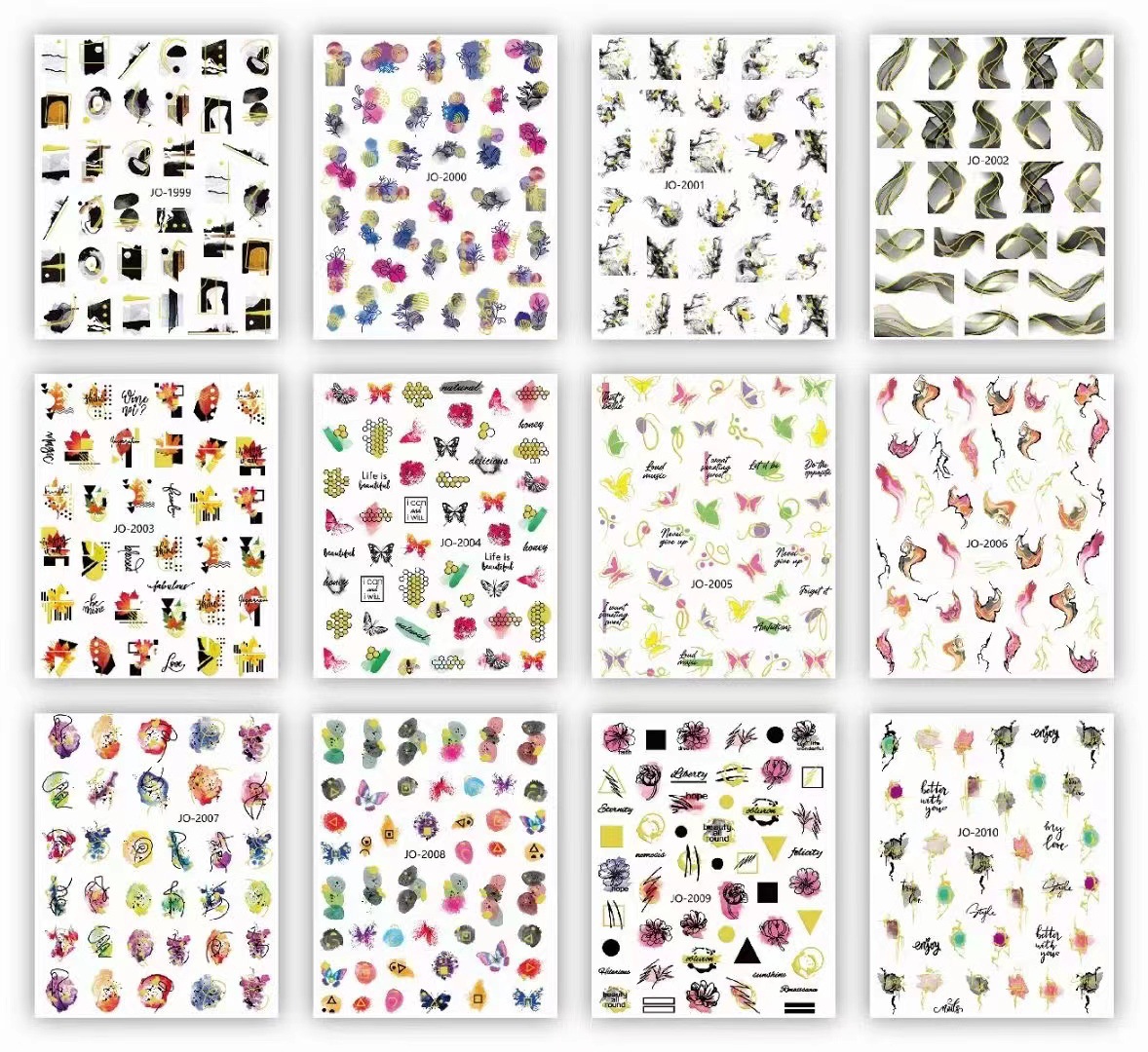 2022 nail art new smudged gold edge abstract pattern nail stickers