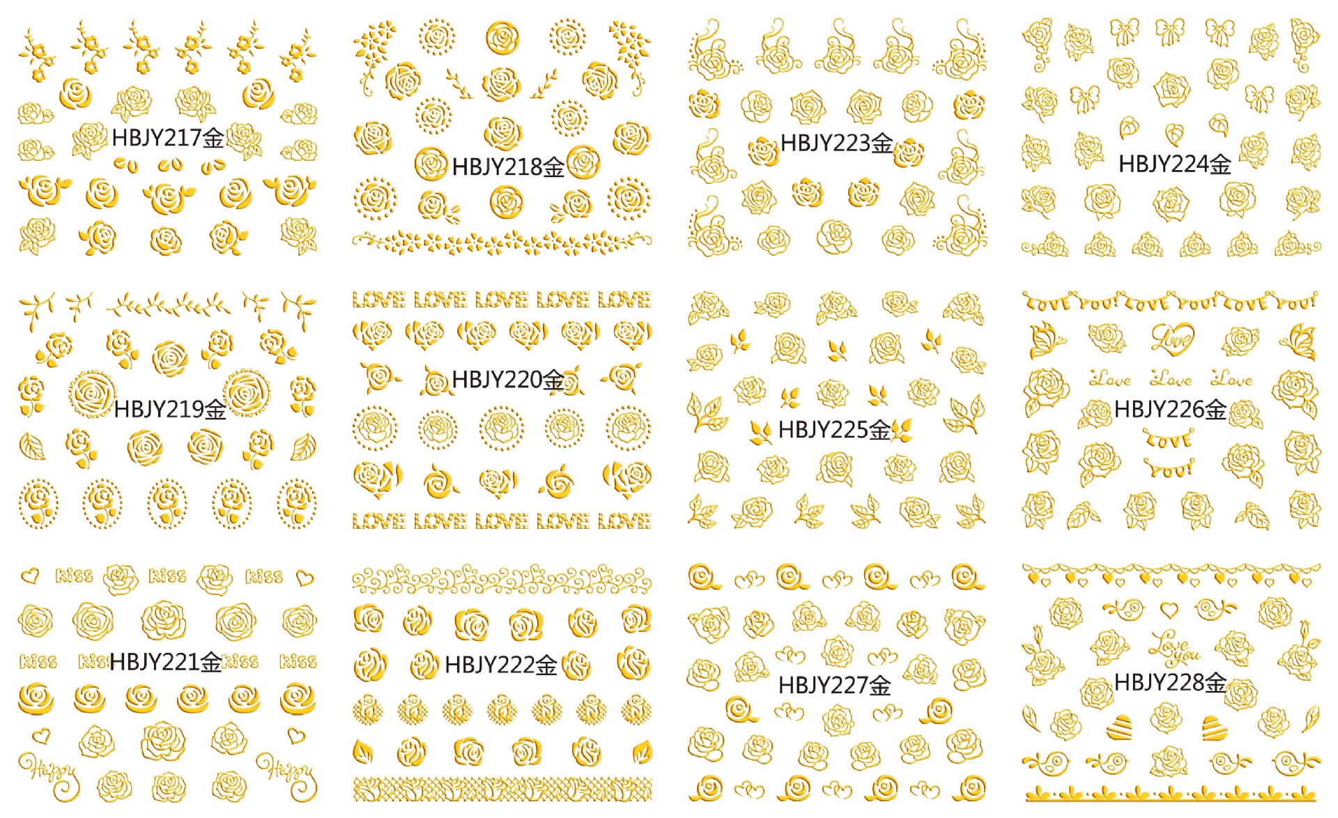 hbjy series rose flower nail sticker