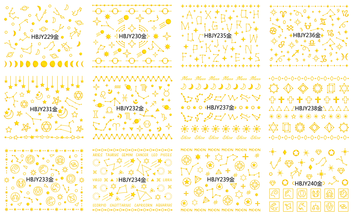 hbjy series star moon nail sticker