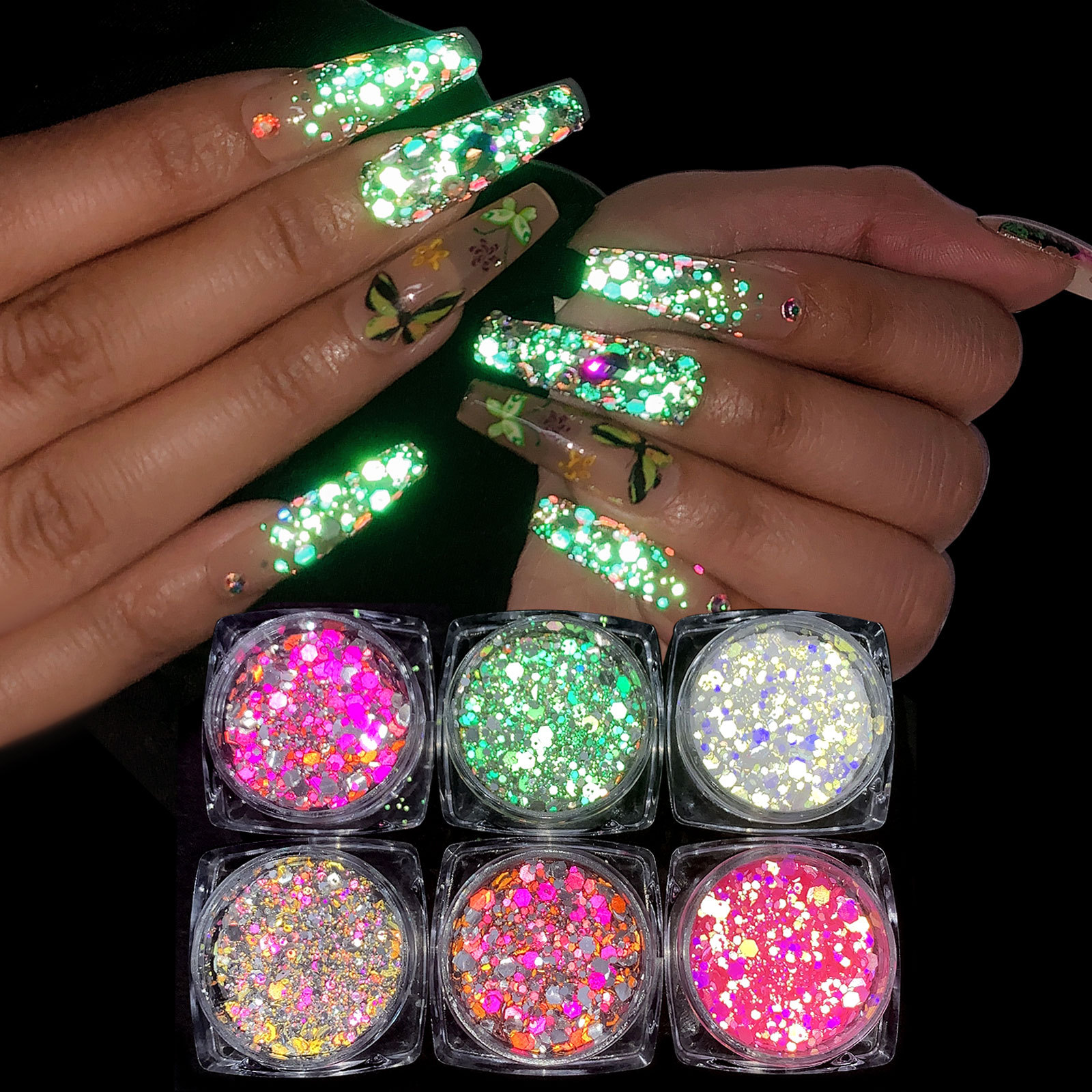 super flash high gloss nail reflective color diamond powder explosion flash powder