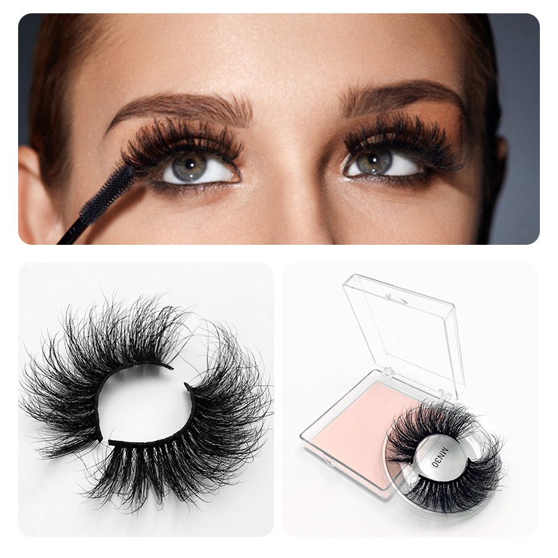 8d mink false eyelashes 25mm dense fiber long curly eyelashes false eyelashe