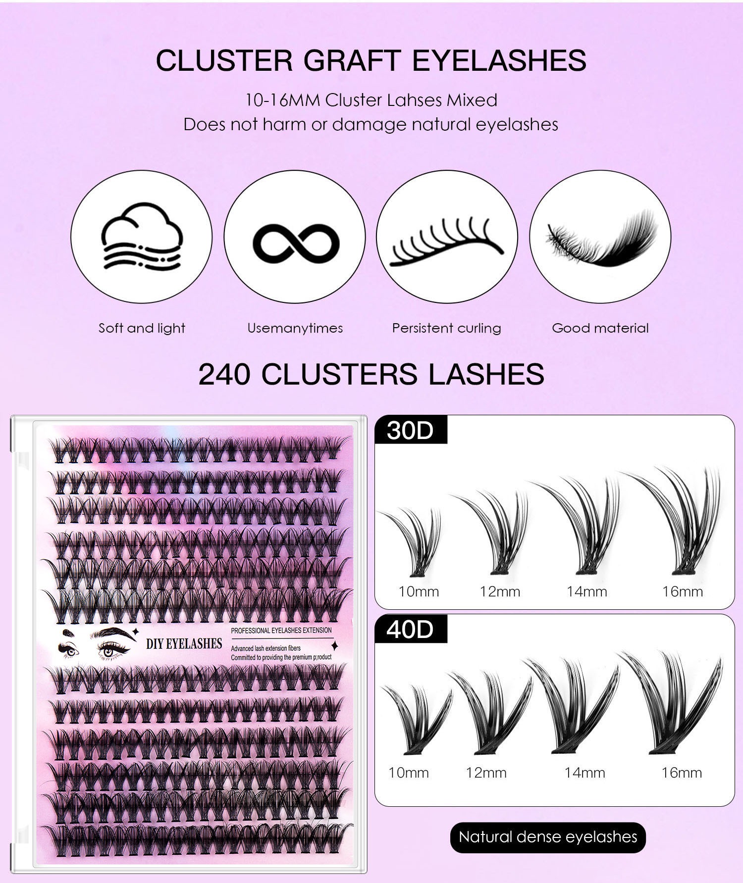 12 rows large capacity adhesive tweezer set combination segmented false eyelash