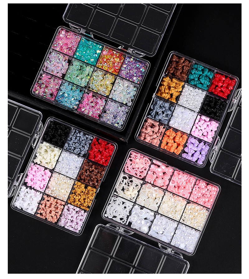 12 grid set bow nail accessories mixed with resin diy accessories