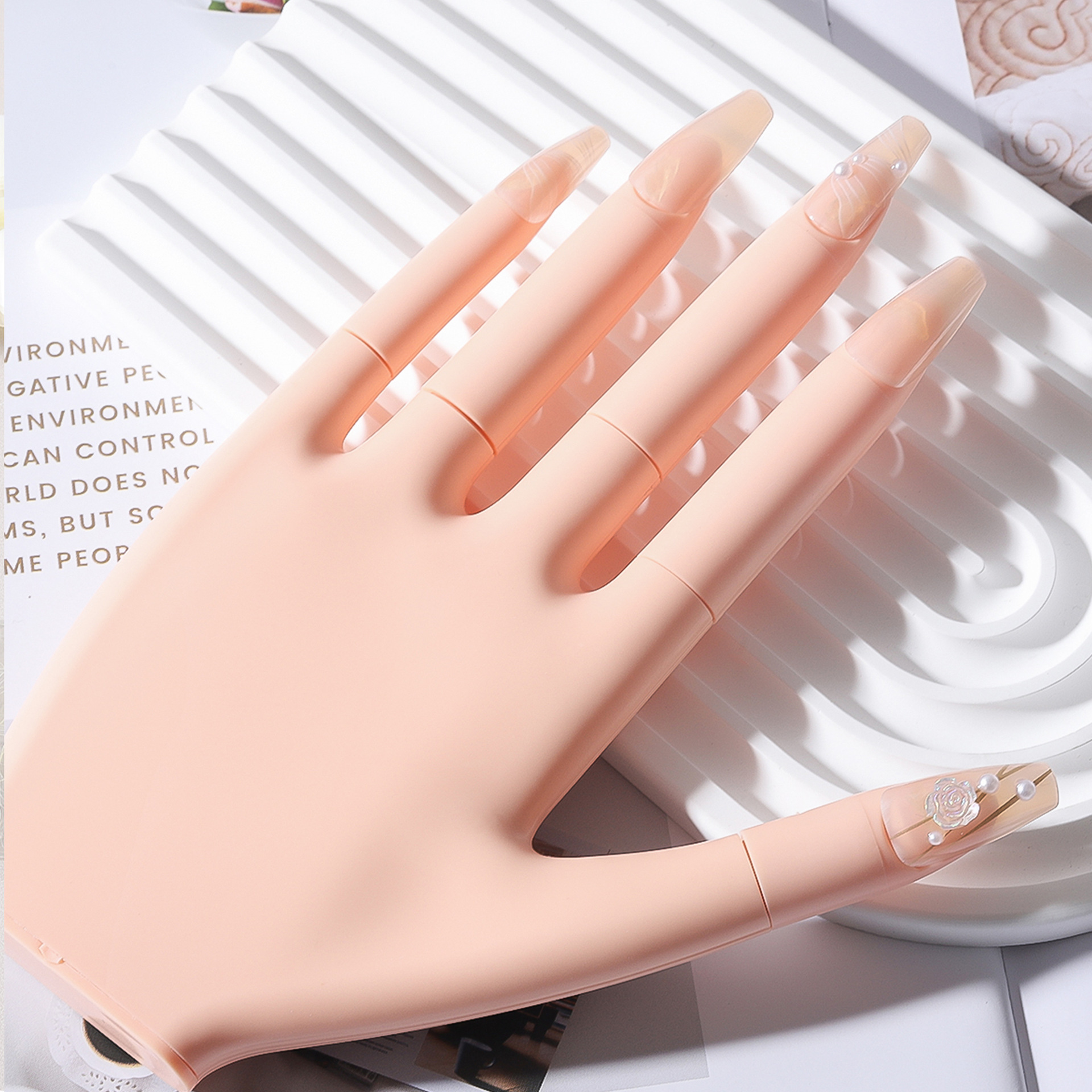 silicone nail practice artificial hand model wearing nail practice display tool