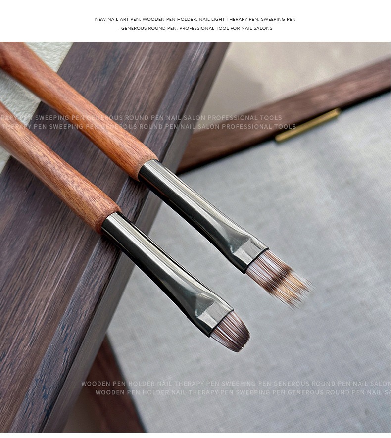 new sandalwood nail brush square round head special brush, base gel/top gel blunt brush