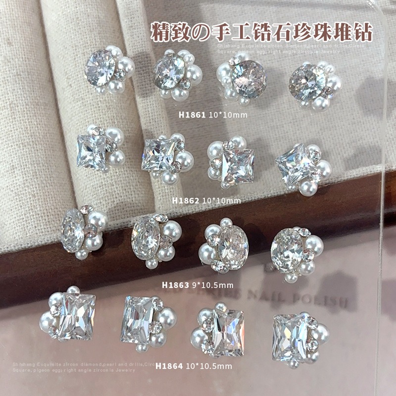 nail decoration 2025 new 3d circular pigeon egg right angle finished diamond