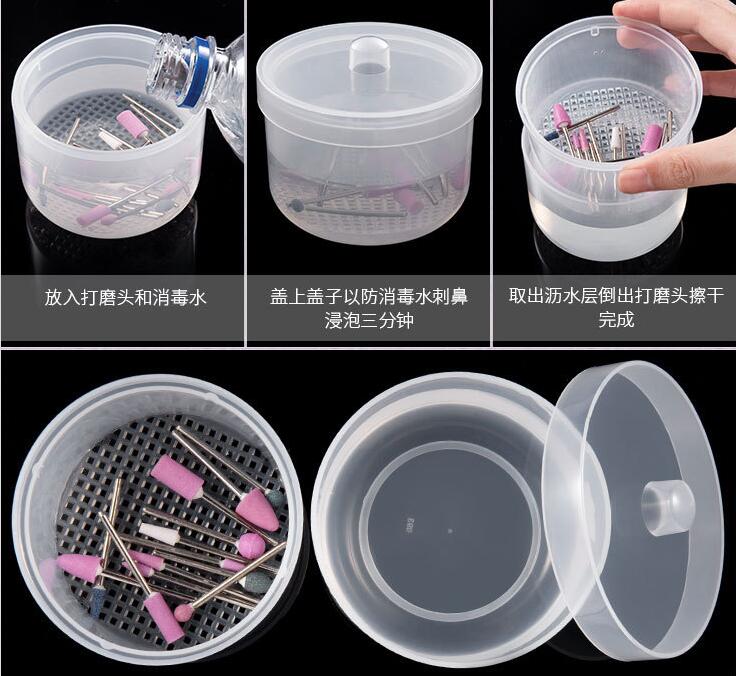 nail disinfection storage box nail drill bits clipper cutter tweezers accessories clean container