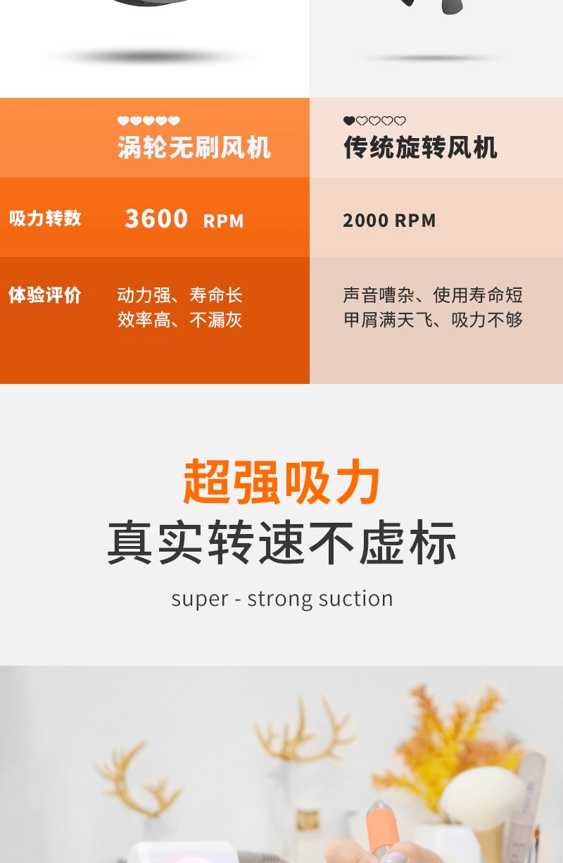nail vacuum cleaner turbo brushless nail dust collector high power low noise nail dust collector